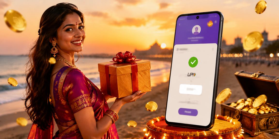 Indian woman betting on sports using mobile payment app