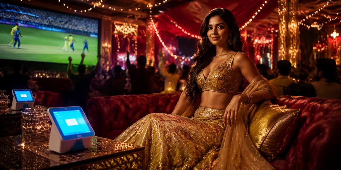 Indian woman enjoying cricket betting experience on mobile