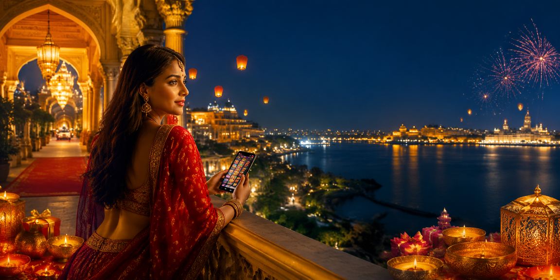 Indian woman playing Teen Patti on mobile with a casino app
